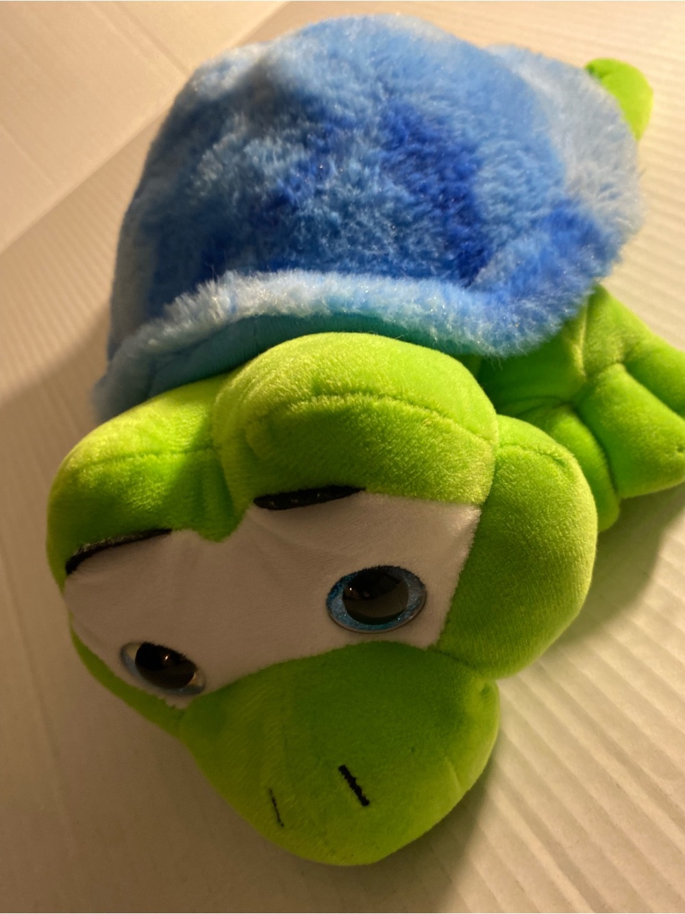 Source Unknown Bright Green and Blue Plush Turtle Toy